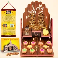 Gold-Toned Ganesha Laxmi with Diwali Aarti Scroll,3D Greeting Card,and 10 Diyas (Gift Pack of 13)-thumb2