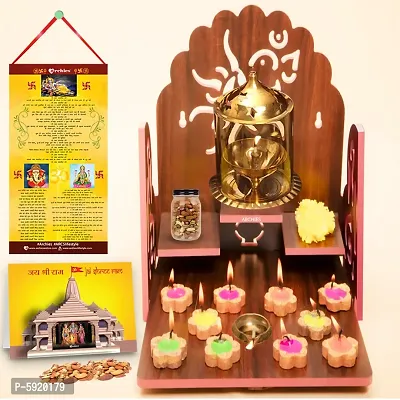 Glass Akhand Diya Oil Lamp with Diwali Aarti Scroll,3D Greeting Card,and 10 Diyas (Gift Pack of 13)-thumb3