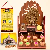 Gold Ganesha Wall Hanging with Diwali Aarti Scroll,3D Greeting Card,and 10 Diyas (Gift Pack of 13)-thumb2