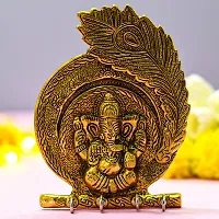 Gold Ganesha Wall Hanging with Diwali Aarti Scroll,3D Greeting Card,and 10 Diyas (Gift Pack of 13)-thumb3