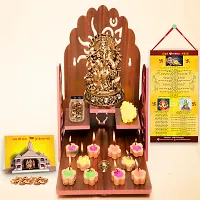 Ganesh Idol with Diwali Aarti Scroll,3D Greeting Card,and 10 Diyas (Gift Pack of 13)-thumb2