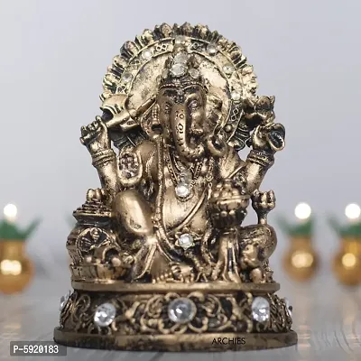 Ganesh Idol with Diwali Aarti Scroll,3D Greeting Card,and 10 Diyas (Gift Pack of 13)-thumb4