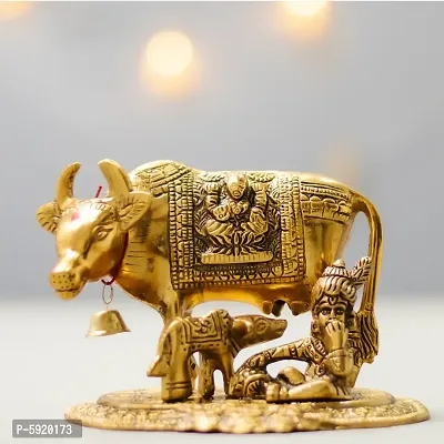 Kamdhenu Cow With Laddu Gopal with Diwali Aarti Scroll,3D Greeting Card,and 10 Diya(Gift Pack of 13)-thumb4