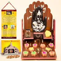 Ganesha Idol with Diwali Aarti Scroll,3D Greeting Card,and 10 Diyas (Gift Pack of 13)-thumb2