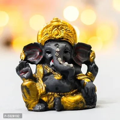 Embellished Ganesha Idol with Diwali Aarti Scroll,3D Greeting Card,and 10 Diyas (Gift Pack of 13)-thumb4