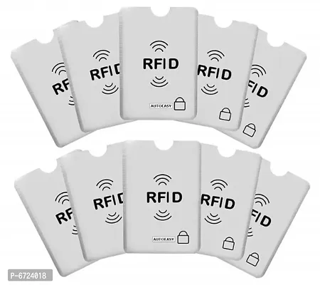AUTOEASY Rfid blocking card holder- 10 pcs. Card Protector Sleeves Credit Cards blocking sleeve, blocking pouch, RFID Credit/Debit Card Anti Scan Aluminium Foil Credit Card Cover(Set of 10 Pcs.)-thumb0