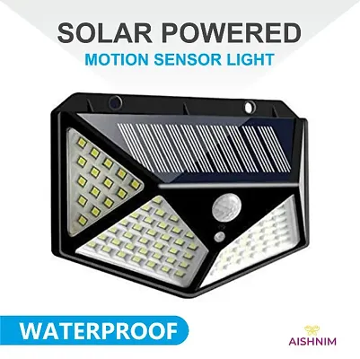 Solar Power Motion Sensor Light with 100 LED, Waterproof, Outdoor, Wall Night Light with 3 Modes, 4 Side Bright Light with Dim Mode - Security Lamp for Home, Pathways, Gallery, Wall Mount (Pac