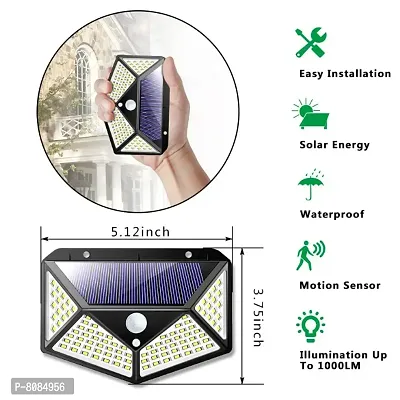 Solar Power Motion Sensor Light with 100 LED, Waterproof, Outdoor, Wall Night Light with 3 Modes, 4 Side Bright Light with Dim Mode - Security Lamp for Home, Pathways, Gallery, Wall Mount (Pac-thumb3