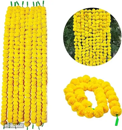 Plastic Artificial Flowers Marigold Garlands For Decoration-Yellow-thumb0