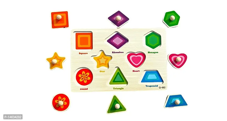 Pack of 10 Animal , Insects , Numbers , Shapes , Dinosaurs , Vehicles , Farm , Fish ,Fruits  Vegetables Wooden Puzzle Board For Kids Boys and Girls Children Game Pre-School Learning Board Tray-thumb2
