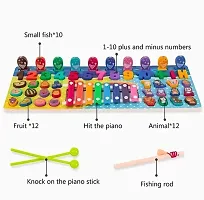 Wooden 5in1 Montessori Learning Board with Numbers , Xylophone fruits with name , fishing game and Animals with food Party Play Piano Multicolor Toys for Children age above 3 year old all the best gif-thumb1