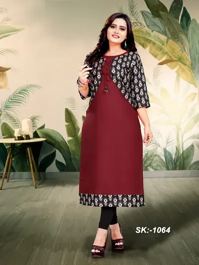 Elegant Digital Print Women Kurti With Jacket