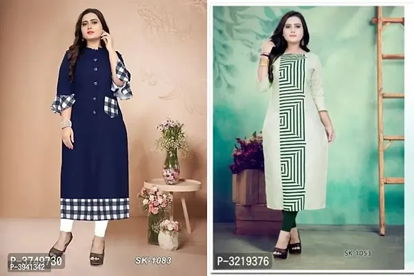 Stylish Cotton Printed Women Kurtis (Combo Pack)-thumb0