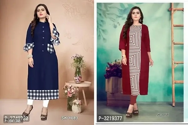 Stylish Cotton Printed Women Kurtis (Combo Pack)-thumb0