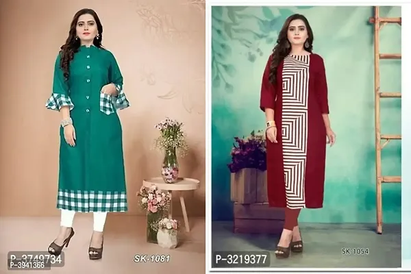 Stylish Cotton Printed Women Kurtis (Combo Pack)-thumb0