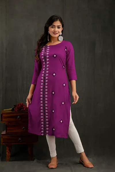 Best Quality !! Rayon Embroidery A-Line Kurtis