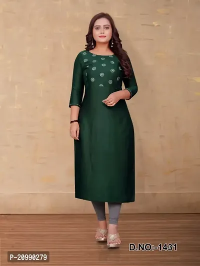 Rayon Slub Embroidery Straight Kurtis-thumb0