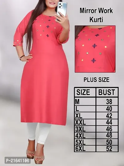 Plus Size Embroidery Rayon Straight Kurti