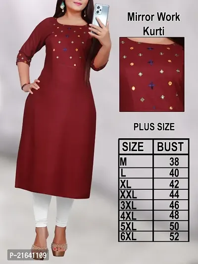 Plus Size Embroidery Rayon Straight Kurti