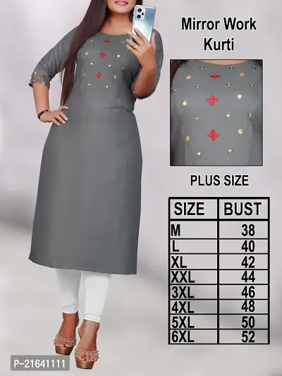 Plus Size Embroidery Rayon Straight Kurti