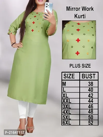 Plus Size Embroidery Rayon Straight Kurti