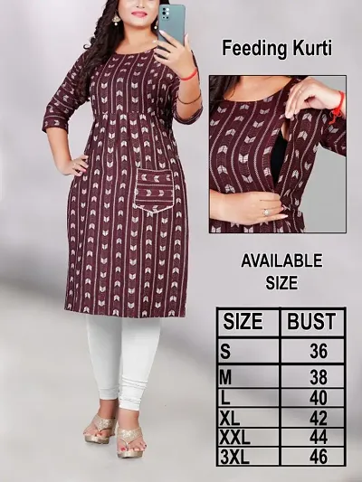 Fancy Cotton Two Sided Concealed Zips Breast Feeding Kurti