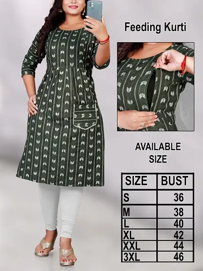 Fancy Cotton Two Sided Concealed Zips Breast Feeding Kurti