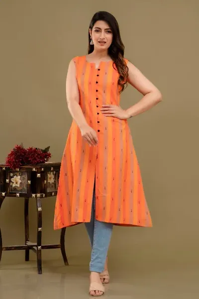 Stylish Cotton Sleeveless Printed Kurti