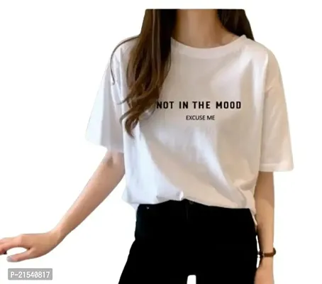 Elegant White Cotton  Tshirt For Women-thumb0