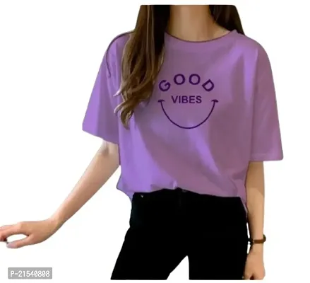 Elegant Purple Cotton  Tshirt For Women
