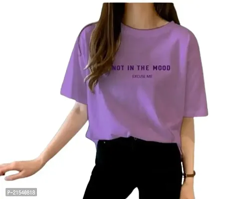 Elegant Purple Cotton  Tshirt For Women