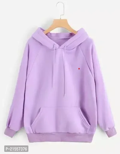 Stylish Purple Fleece Solid Hoodies For Women-thumb0