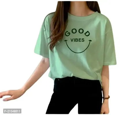 Elegant Green Cotton  Tshirt For Women-thumb0