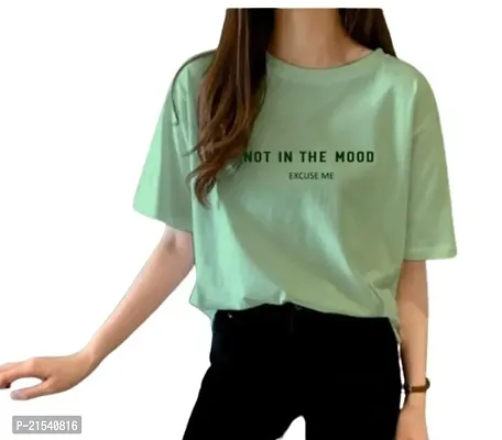 Elegant Green Cotton  Tshirt For Women