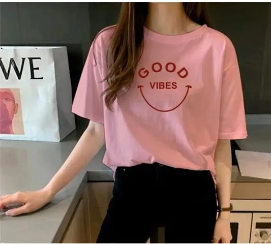 Good vibes printed loose fit tshirts