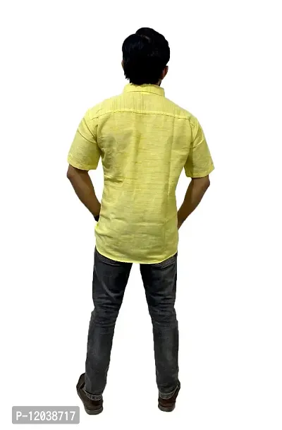 Khadi Cotton Shirt Jharna (Large, Yellow)-thumb2