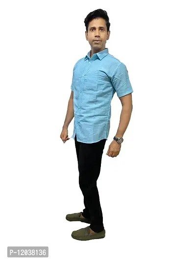 Plain_Khadi_Shirt (Medium, Blue)-thumb3