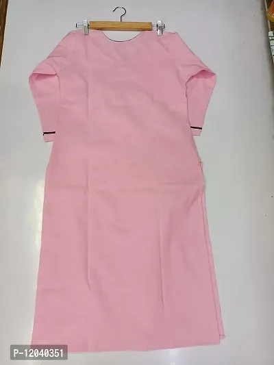 Khadi Kurti Trouser Set Khadi Material Kurta for Women | Straight Cut Kurti | Readymade Women's and Girls Casual Wear Kurta | Office wear (Large, Pink)-thumb4
