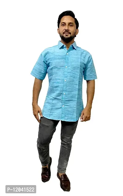 Khadi Cotton Shirt Jharna (X-Large, Blue)-thumb0