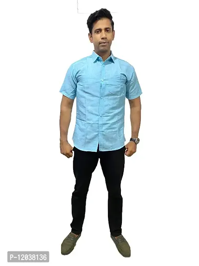 Plain_Khadi_Shirt (Medium, Blue)