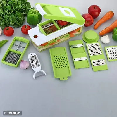 Blluex 14 in 1 Quick Dicer Vegetable  Fruit Grater  Slicer (6 Nos. Slicing  Grating Blades, 1 No 2 in 1 Peeler With Grater, Main Unit With Container, 1 Safety Holder, 2 Nos. 2i in 1 Dicing Blades)-thumb0