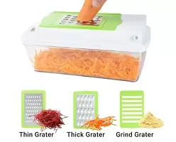 Blluex 14 in 1 Quick Dicer Vegetable  Fruit Grater  Slicer (6 Nos. Slicing  Grating Blades, 1 No 2 in 1 Peeler With Grater, Main Unit With Container, 1 Safety Holder, 2 Nos. 2i in 1 Dicing Blades)-thumb1
