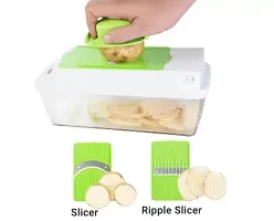 Blluex 14 in 1 Quick Dicer Vegetable  Fruit Grater  Slicer (6 Nos. Slicing  Grating Blades, 1 No 2 in 1 Peeler With Grater, Main Unit With Container, 1 Safety Holder, 2 Nos. 2i in 1 Dicing Blades)-thumb2