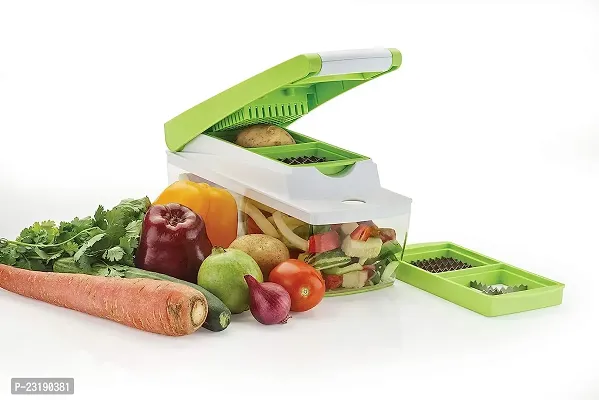 Blluex 14 in 1 Quick Dicer Vegetable  Fruit Grater  Slicer (6 Nos. Slicing  Grating Blades, 1 No 2 in 1 Peeler With Grater, Main Unit With Container, 1 Safety Holder, 2 Nos. 2i in 1 Dicing Blades)-thumb5