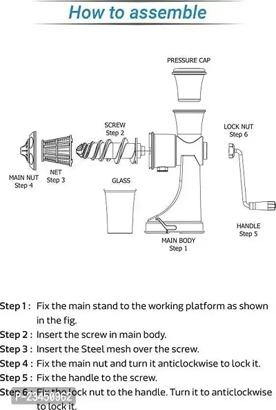 Blluex Plastic Manual Steel Handle Hand Juicer Mixer Blender Juice Maker Machine for Home, Hand Juicer-thumb4