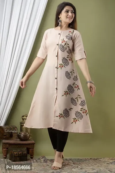 Stylish Floral Print Brown  Cotton Kurta-thumb0