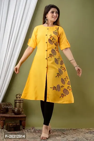 Zivapez SHREEVALI Creation Women's New Elegance Regular Fit Soft Cotton 3/4 Sleeve Casual Round Kurti-thumb2