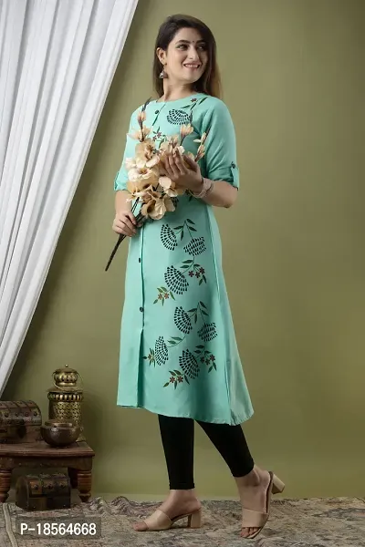 Stylish Floral Print Blue  Cotton Kurta-thumb3