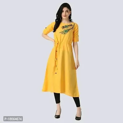 Stylish Patchwork Yellow  Rayon Kurta-thumb0