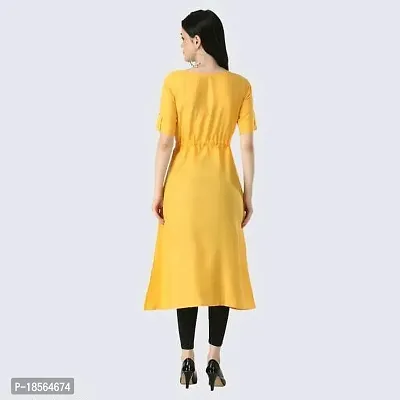 Stylish Patchwork Yellow  Rayon Kurta-thumb2